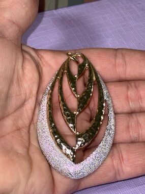 Gold and Silver Leaf-Style Pendant Necklace - Women Jewelry